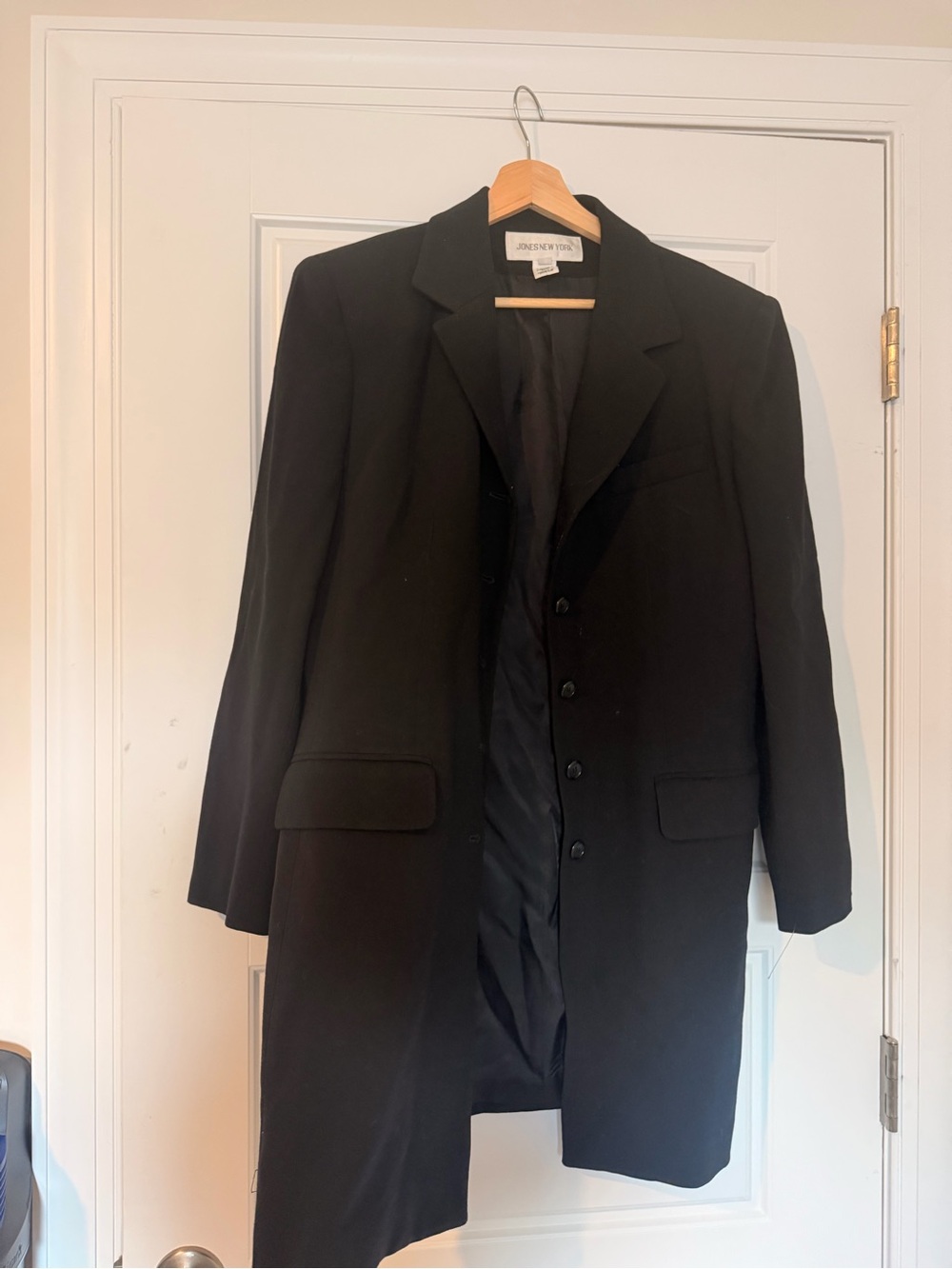 JONES NEW YORK Women’s Black Long Blazer 100% Wool
